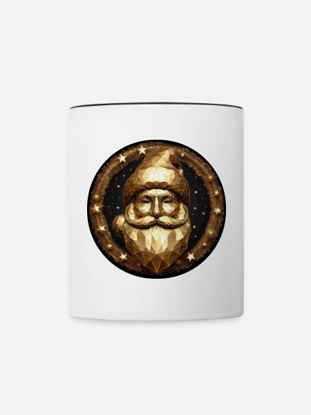 Weihnachtsmann Gold Kopf - Tasse zweifarbig - Weiß/Schwarz