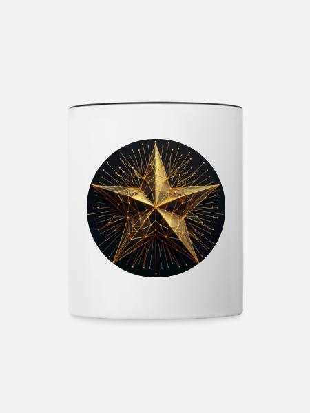 Polygon Stern gold - Tasse zweifarbig - Weiß/Schwarz