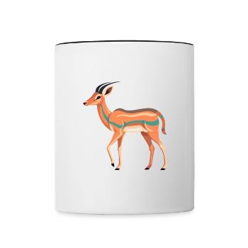 Impala Buntes Aquarell Cartoon Kawaii Tier - Tasse zweifarbig - Weiß/Schwarz - Vorne