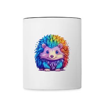 Igel Buntes Aquarell Cartoon Kawaii Tier - Tasse zweifarbig - Weiß/Schwarz - Vorne