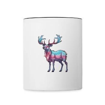 Karibu buntes Aquarell Cartoon Kawaii Tier - Tasse zweifarbig - Weiß/Schwarz - Vorne