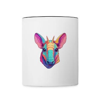 Aardvark Colorful Watercolor Cartoon Kawaii Animal - Contrasting Mug - white/black - Front