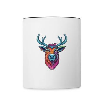 Karibu buntes Aquarell Cartoon Kawaii Tier - Tasse zweifarbig - Weiß/Schwarz - Vorne