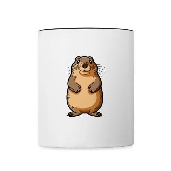 Gopher Cute Cartoon Kawaii Watercolor Animal Pet - Contrasting Mug - white/black - Front