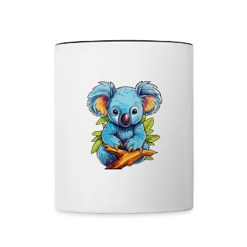 Koala Buntes Aquarell Cartoon Kawaii Tier - Tasse zweifarbig - Weiß/Schwarz - Vorne