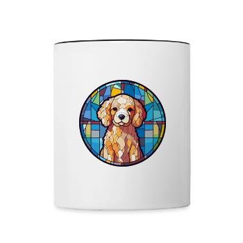 Hund Bunte Karikatur Kawaii Tier - Tasse zweifarbig - Weiß/Schwarz - Vorne
