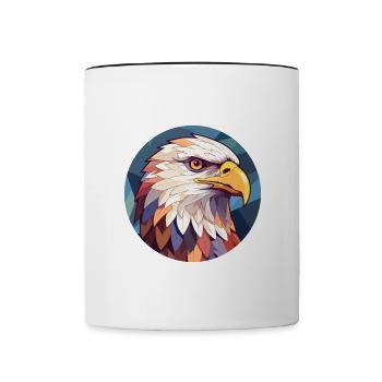 Adler Buntes Cartoon-Kawaii-Tier - Tasse zweifarbig - Weiß/Schwarz - Vorne