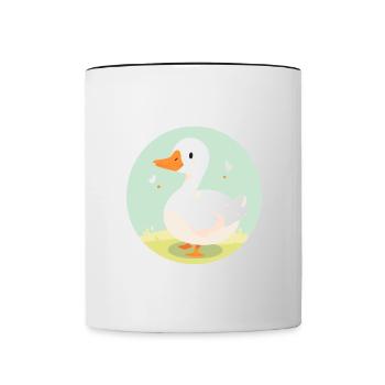 Gans niedlich glücklich kawaii Cartoon Clipart Tier - Tasse zweifarbig - Weiß/Schwarz - Vorne