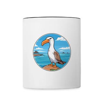 Albatross Watercolor Cartoon Kawaii Clipart Animal - Contrasting Mug - white/black - Front