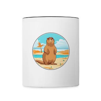 Marmot Watercolor Cartoon Kawaii Clipart Animal - Contrasting Mug - white/black - Front