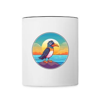 Bird Watercolor Cartoon Kawaii Clipart Animal - Contrasting Mug - white/black - Front