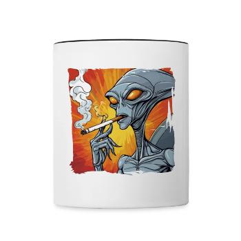 Fumer des mauvaises herbes extraterrestres - Mug contrasté - blanc/noir - Devant