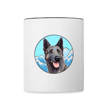 Dutch Shepherd Dog Breed Cartoon Kawaii Watercolor - Contrasting Mug - white/black - Front