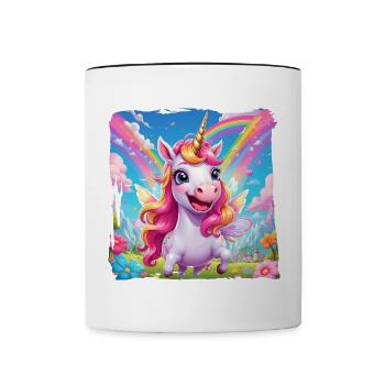 Einhorn - Tasse zweifarbig - Weiß/Schwarz - Vorne