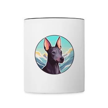 Chien nu péruvien race Cartoon Kawaii Waterco - Mug contrasté - blanc/noir - Devant