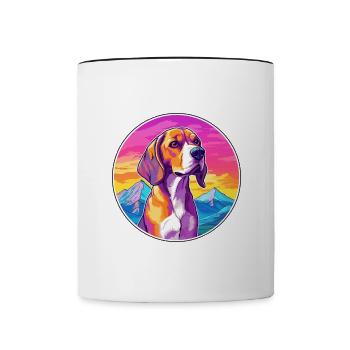 BeagleHarrier Dufthund Hund Rasse Cartoon Kawaii - Tasse zweifarbig - Weiß/Schwarz - Vorne
