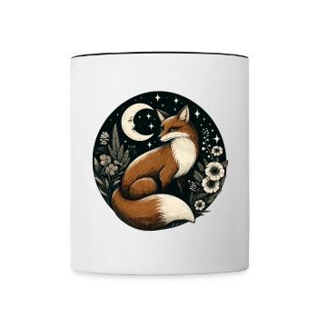 Vintage Cottagecore Fuchs - Tasse zweifarbig - Weiß/Schwarz - Vorne
