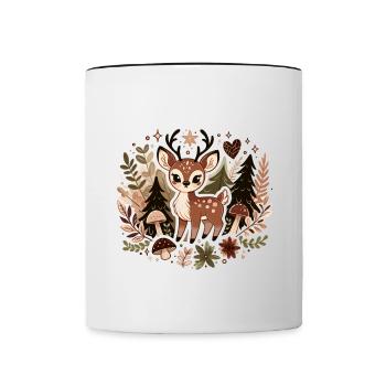 Sweet Deer Cottagecore - Contrasting Mug - white/black - Front
