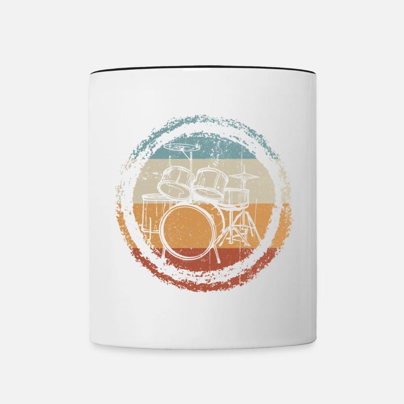 Retro Drum Circle Stamp - Contrasting Mug - white/black