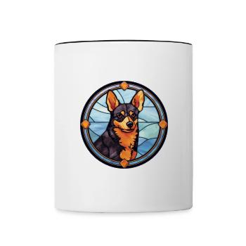 Lancashire Heeler Dog Breed Stained Glass Colorful - Contrasting Mug - white/black - Front