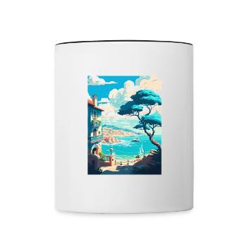 Nice Francescape Vintage Travel Poster Souvenir - Contrasting Mug - white/black - Front