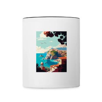 Rhodes Greece Decoration Vintage Travel Poster WPA - Contrasting Mug - white/black - Front