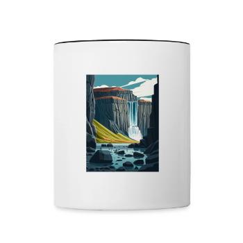 Skaftafell Island Wasserfall Vintage Reiseposter - Tasse zweifarbig - Weiß/Schwarz - Vorne