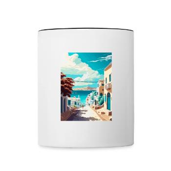 Mykonos Grèce décoration Vintage Travel Poster - Mug contrasté - blanc/noir - Devant
