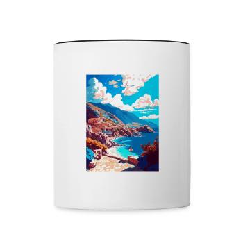 Karpathos Griechenland Dekoration Vintage Reiseposter - Tasse zweifarbig - Weiß/Schwarz - Vorne