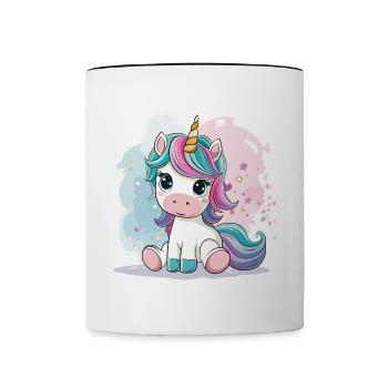 Licorne Mignon Mignon Bébé Enfants Licornes Dessin Animé - Mug contrasté - blanc/noir - Devant