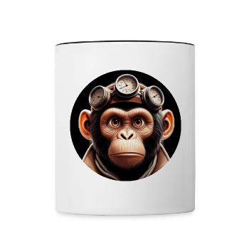 Affe Zeitreisender Zeitreise - Tasse zweifarbig - Weiß/Schwarz - Vorne