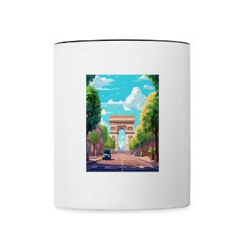 Arc De Triomphe France Paris Vintage Affiche De Voyage - Mug contrasté - blanc/noir - Devant