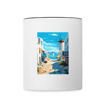 Mykonos Grèce décoration Vintage Travel Poster - Mug contrasté - blanc/noir - Devant