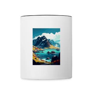 Lofoten Norwegisches Vintage-Reiseposter - Tasse zweifarbig - Weiß/Schwarz - Vorne