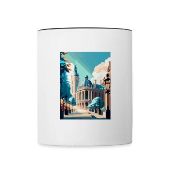 Brussels Belgium Vintage Travel Poster Souvenir - Contrasting Mug - white/black - Front