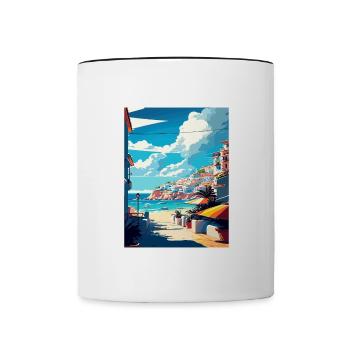 Albufeira Portugal Cascais Vintage Travel Poster - Contrasting Mug - white/black - Front