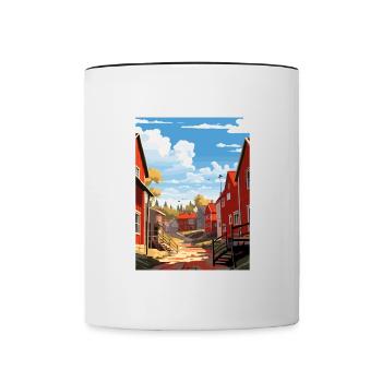 Porvoo Finlande Vintage voyage affiche WPA Souvenir - Mug contrasté - blanc/noir - Devant