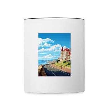 Biarritz France affiche de voyage vintage WPA Souvenir - Mug contrasté - blanc/noir - Devant