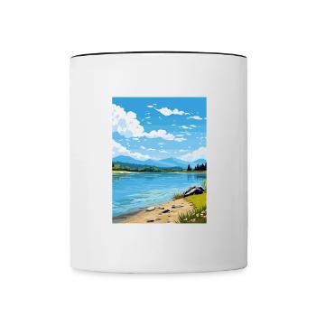 Lac Banyoles Espagne Ibiza Déco Affiche De Voyage - Mug contrasté - blanc/noir - Devant