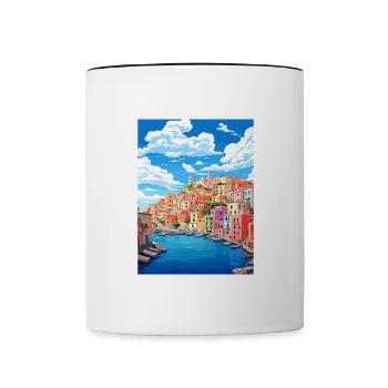 Ponza Italie affiche de voyage vintage WPA Souvenir - Mug contrasté - blanc/noir - Devant