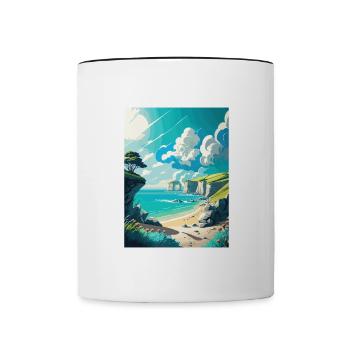 Dover England Küstenstrand Vintage Reiseposter - Tasse zweifarbig - Weiß/Schwarz - Vorne