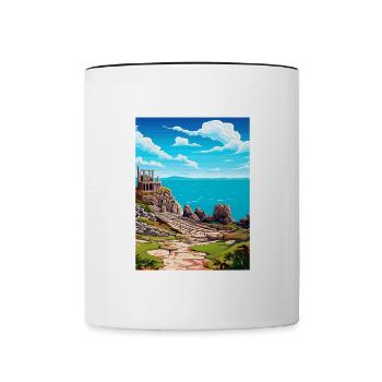 Le Minack Theatre Cornwall Vintage Travel Poster - Mug contrasté - blanc/noir - Devant