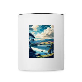Windermere England Souvenir Vintage Travel Poster - Contrasting Mug - white/black - Front