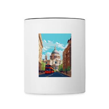 St Paul S cathédrale Londres Angleterre affiche de voyage - Mug contrasté - blanc/noir - Devant
