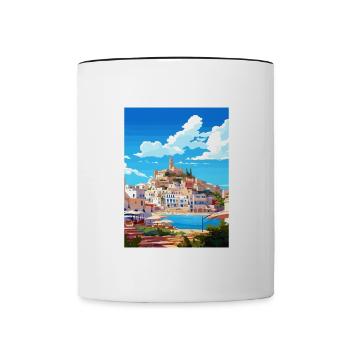 Ibiza Spanien Vintage Reiseposter WPA Souvenir - Tasse zweifarbig - Weiß/Schwarz - Vorne