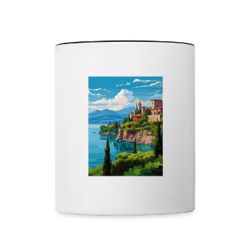 Gardasee Dekoration Vintage Reiseposter WPA - Tasse zweifarbig - Weiß/Schwarz - Vorne