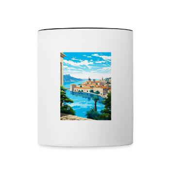 Dubrovnik Croatie Vintage voyage affiche Souvenir - Mug contrasté - blanc/noir - Devant
