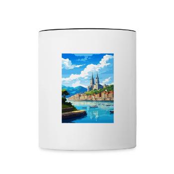 San Sebastian, Spanien, Vintage, Reiseposter, Souvenir - Tasse zweifarbig - Weiß/Schwarz - Vorne