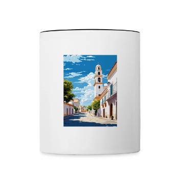 Tavira Portugal Vintage Reiseposter WPA Souvenir - Tasse zweifarbig - Weiß/Schwarz - Vorne
