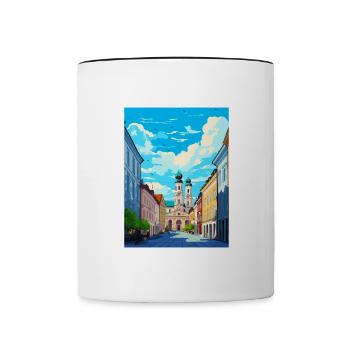 Munich décoration Allemagne Vintage affiche de voyage - Mug contrasté - blanc/noir - Devant